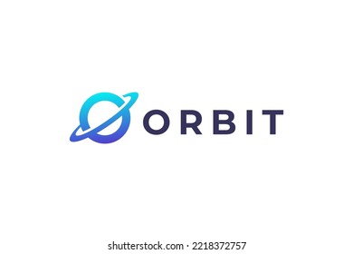 Orbit space planet logo vector