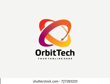 Orbit Tech Logo Template Design. Creative Vector Emblem, for Icon or Design Concept.