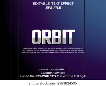 orbit  text effect, font editable, typography, 3d text. vector template