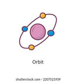 Ilustración de diseño de iconos de contorno de vector de órbita. Símbolo de espacio en el archivo EPS 10 de fondo blanco