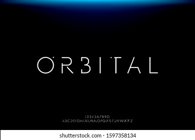 Orbital. Abstract technology futuristic alphabet font. digital space typography vector illustration design