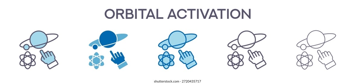 Orbital Activation Element For Design Graphic - Multi Styles. Vector Illustration Of Two Colored And Black. Multiple Icons Designs Can Be Used For Mobile, Ui, Web
