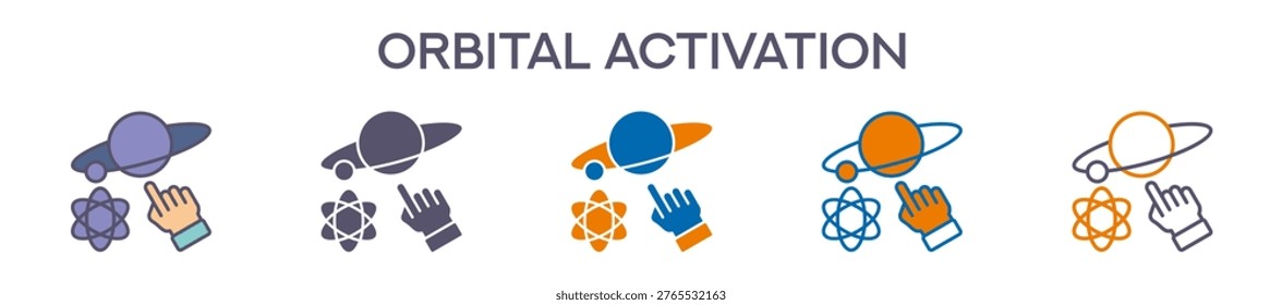 Orbital Activation Element For Design Graphic - Multi Styles. Vector Illustration Of Two Colored And Black. Multiple Icons Designs Can Be Used For Mobile, Ui, Web
