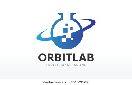 Orbital Data Lab Science Logo Design Vector Icon Symbol Illustration.
