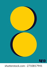 Orbital Diamond Grid, Abstract Geometric Poster in Yellow, Navy, and Teal, Minimalist Poster with Bold Color Blocks and Central Focus