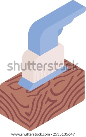 Orbital eccentric sander grinder isometric concept, grinding wheel on wooden surface vector icon design repair maintenance services symbol, Home remodeling sign Building and construction illustration