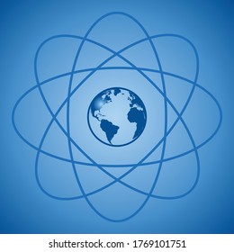 Orbital model of Earth on blue background vector image