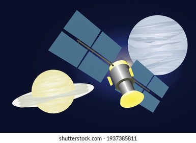 Orbital satellite station. vector illustration