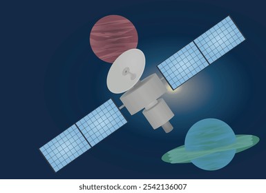 Orbital satellite station. vector illustration