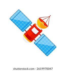 Orbital Satellite Transmitting Data with Solar Panels Deploying in Space