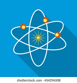 Orbital sectoral fields of the planets as they move around the Sun icon in flat style on a sky blue background