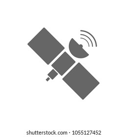 Orbital space satellite. GPS button. Vector.