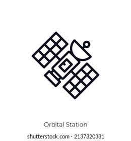 Orbital Station icon. Outline style icon design isolated on white background
