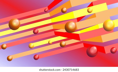 Orbital Symphony: Abstract Shiny Balls on Geometric Lines