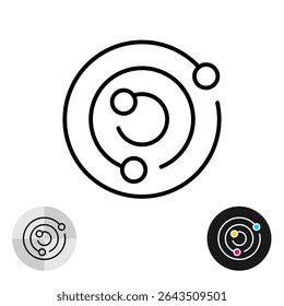 Orbital system structure icon. Planetary satellites or solar system symbol. Editable stroke.