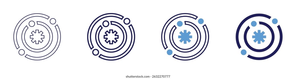Orbital velocity icon in 4 different styles. Thin Line, Line, Bold Line, Duotone. Duotone style. Editable stroke.