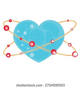 Ícone Do Coração Em Órbita, Tech Love Vetor. Connected Heart Emblem, Gráfico Network Love. Ilustração do coração atômico, símbolo do amor moderno