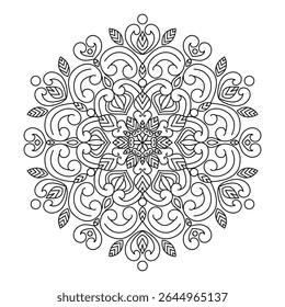 Orbiting petals swirl mandala coloring book page