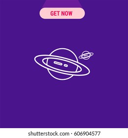 Orbiting Planets Vector Icon, The outlined symbol of planets in open cosmos. Simple, modern flat vector illustration for mobile app, website or desktop app