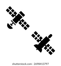 Orbiting Sentinels: Two technologically advanced satellites gracefully navigate the vast expanse of space, symbolizing our relentless pursuit of knowledge and connection.