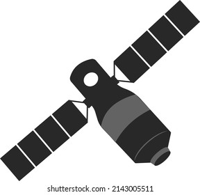 An orbiting spacecraft. The icon of a ship in space. Vector image isolated on a white background.