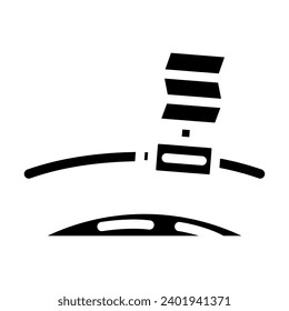 orbiting spacecraft space exploration glyph icon vector. orbiting spacecraft space exploration sign. isolated symbol illustration