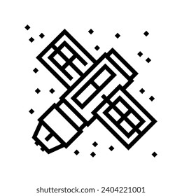 orbiting spacecraft space exploration line icon vector. orbiting spacecraft space exploration sign. isolated contour symbol black illustration