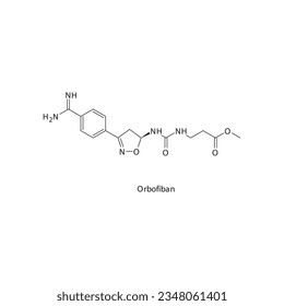 Orbofiban flat skeletal molecular structure Glycoprotein IIbIIIa inhibitors drug used in risk of thrombosis treatment. Vector illustration.