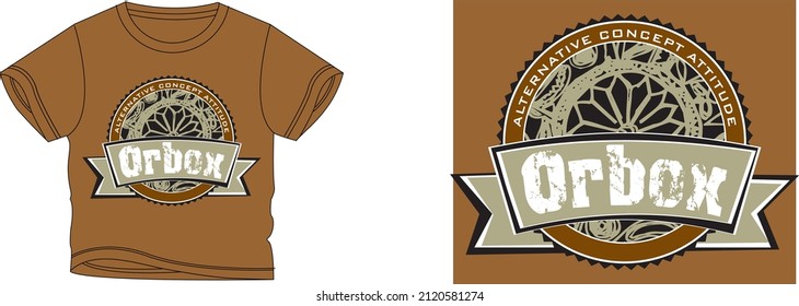 orbox t-shirt design background color is a brown and t-shirt color is a brown beautiful color and beautiful design