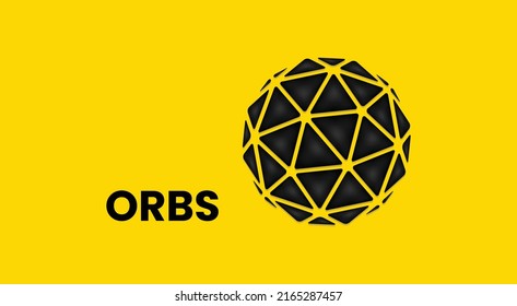 ORBS coin cryptocurrency 3d logo isolated on yellow background with copy space. vector illustration of Orbs coin banner design concept.