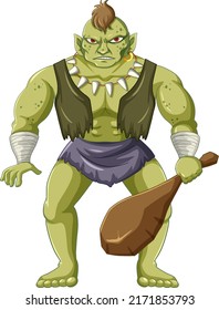 Orc cartoon character onwhite background illustration
