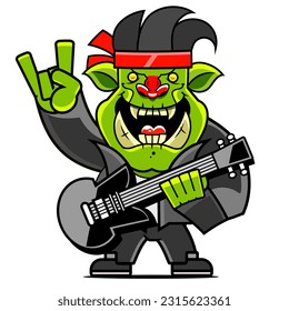 Orc, character, computer games dagger Cartoon vector illustration