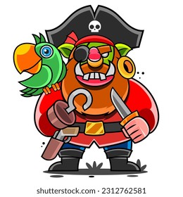 Orc Evil Monster Barbarian Predator Gladiator Warrior Esport Mascot Vector Logo Illustration