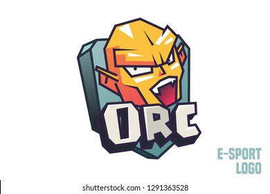 Logo de Orc para el deporte electrónico. Ilustración vectorial mixcolor