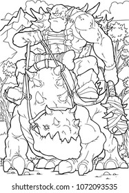 orc raider warrior, coloring page A4