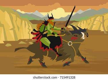 orc rider warrior in desert
