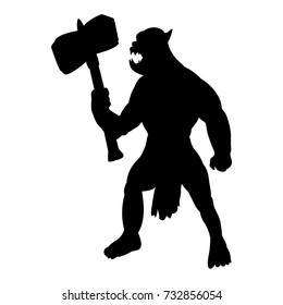 Orc silhouette monster villain fantasy. Vector illustration.