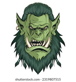 Orc. Vector illustration of a warrior troll. Monster orc e-sport game logo
