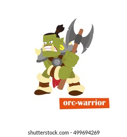 Orc warrior with great ax. vector illustration.