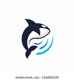 orca animal logo jumping circle