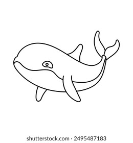 orca coloring page , isolated , Simple Animal Coloring Page , Vector Illustration
