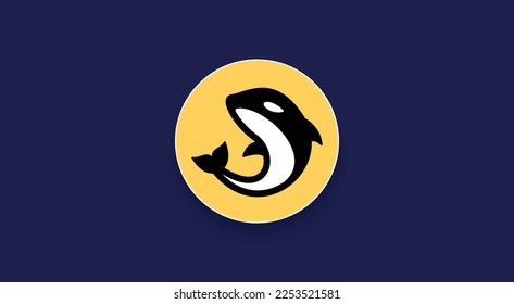 Orca cryptocurrency logo on isolated background with copy space. 3d vector illustration of ORCA token icon banner design concept.