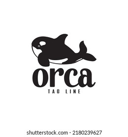 orca cute animal logo vector