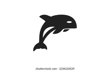 orca flat design logo icon colorful cute sea animals. Vector flat illustration.