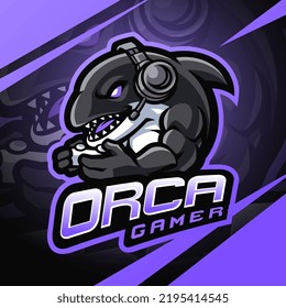 Orca gamer esport mascot logo design