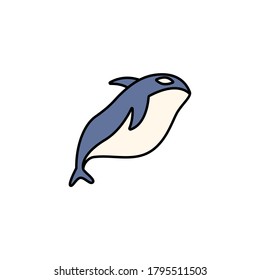 Icono de Orca en estilo plano. Ilustración vectorial de ballena. Diseño de ilustración de peces