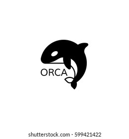 Icono de Orca. Logo de la ballena asesina. Ilustración del vector, EPS 8.