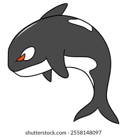 orca illustration hand drawn isolated vector