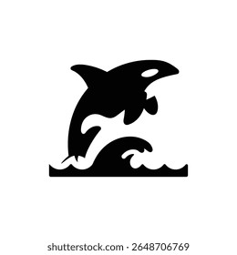 Orca Jumping Above Wave Ocean Wildlife Silhouette Icon