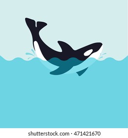 Orca killer whale, flat illustration.
